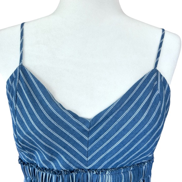 Ganji Womens Blue White Striped Backless Spaghetti Strap Cropped Top Size Medium - Picture 3 of 9
